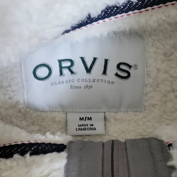 Orvis Black and White Quarter Zip Sweater Classic Design With Fleece Lined - Picture 4 of 7